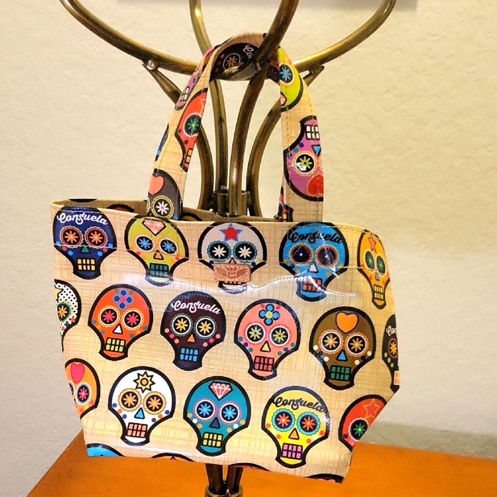 Consuela Colorful Sugar Skull  Tote/Lunch Bag NWT